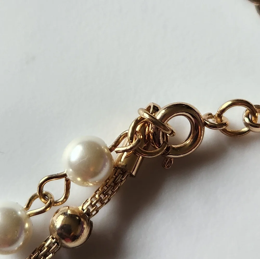 Anne Klein Convertible Double Necklace Faux Pearls Gold Tone NWT